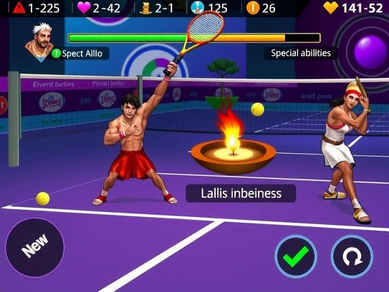 Tennis Legend Warrior gameplay screenshot showing character with special abilities